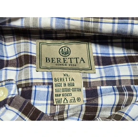 Beretta Plaid Button Up Shirts Men's XL Lot of 5‎ Cotton